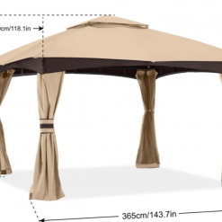 Gazebo Parts Direct Allen & Roth Inspired 10x12 Patio Garden Gazebo With Mosquito Netting + Double Soft-top