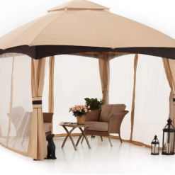 Gazebo Parts Direct Allen & Roth Inspired 10x12 Patio Garden Gazebo With Mosquito Netting + Double Soft-top