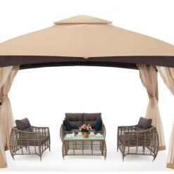 Gazebo Parts Direct Allen & Roth Inspired 10x12 Patio Garden Gazebo With Mosquito Netting + Double Soft-top