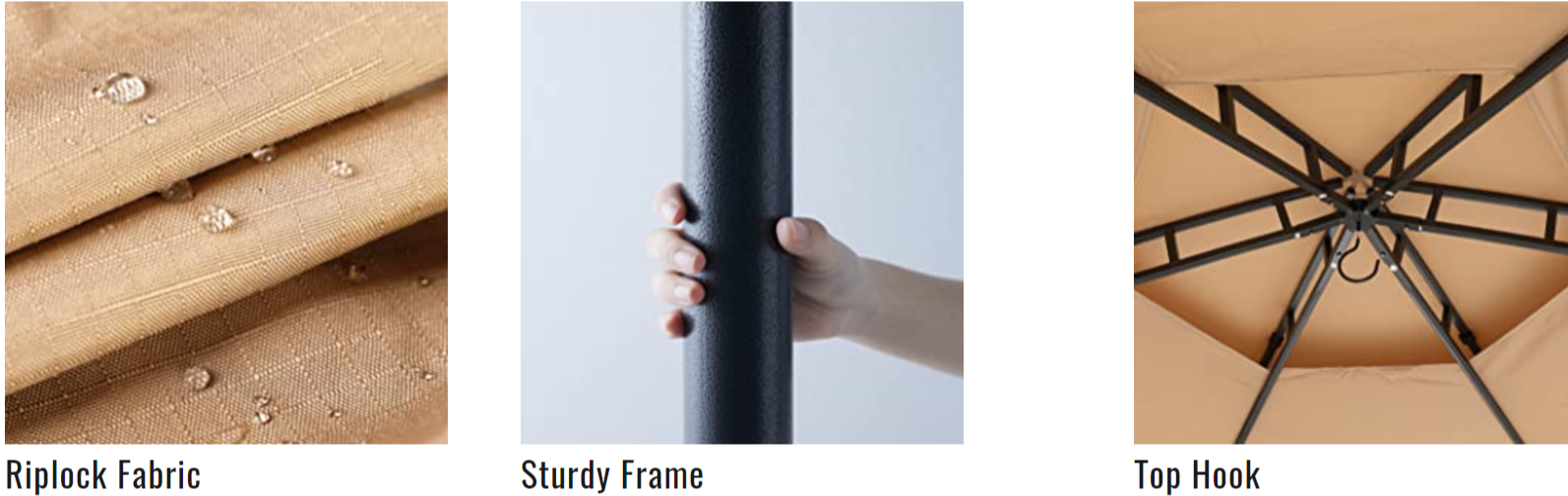 Gazebo Parts Direct 10'x10' Gazebos For Patios, Outdoor Hexagonal Gazebo With Netting And Privacy Curtains For Garden, Patio, Backyard 9 Gazebo Parts Direct 10'x10' Gazebos For Patios, Outdoor Hexagonal Gazebo With Netting And Privacy Curtains For Garden, Patio, Backyard