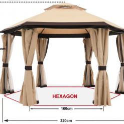 Gazebo Parts Direct 10'x10' Gazebos For Patios, Outdoor Hexagonal Gazebo With Netting And Privacy Curtains For Garden, Patio, Backyard 11 Gazebo Parts Direct 10'x10' Gazebos For Patios, Outdoor Hexagonal Gazebo With Netting And Privacy Curtains For Garden, Patio, Backyard