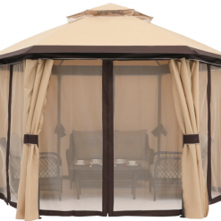 Gazebo Parts Direct 10'x10' Gazebos For Patios, Outdoor Hexagonal Gazebo With Netting And Privacy Curtains For Garden, Patio, Backyard 14 Gazebo Parts Direct 10'x10' Gazebos For Patios, Outdoor Hexagonal Gazebo With Netting And Privacy Curtains For Garden, Patio, Backyard