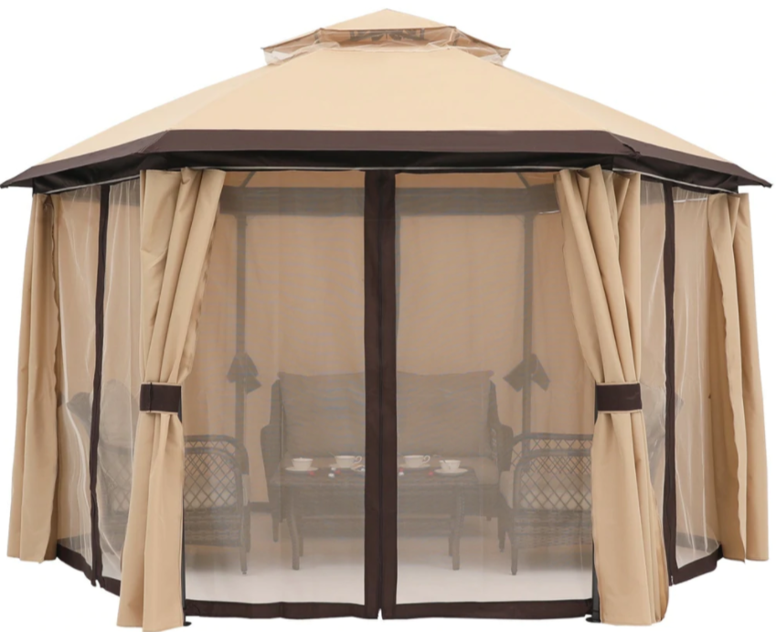 Gazebo Parts Direct 10'x10' Gazebos For Patios, Outdoor Hexagonal Gazebo With Netting And Privacy Curtains For Garden, Patio, Backyard 8 Gazebo Parts Direct 10'x10' Gazebos For Patios, Outdoor Hexagonal Gazebo With Netting And Privacy Curtains For Garden, Patio, Backyard