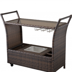 Gazebo Parts Direct Catalog Caribbean Outdoor Wicker Bar Cart With Cooler Wine Glass Holder And Glass Top
