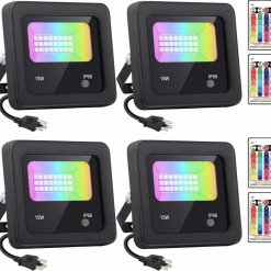Gazebo Parts Direct GPD LED Flood Lights With Remote Control, 4 Pack 15W IP66 Waterproof Dimmable Led Landscape Lighting, 16 Colors 4 Modes Indoor Outdoor Wall Washer Spot Light Stage Light