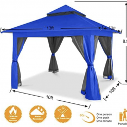 Gazebo Parts Direct Catalog 13'x13' Gazebo Tent Outdoor Pop Up Gazebo Canopy Shelter With Mosquito Netting (Blue)