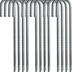 Gazebo Parts Direct 12 Pack Rebar Stakes, 12 Inch J Hook Heavy Duty Galvanized Ground Anchors For Secure Tent