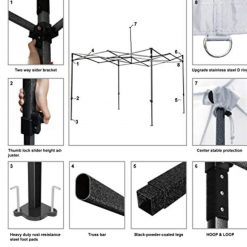 Gazebo Parts Direct Catalog Canopy 10x10 Pop Up Canopies Commercial Tents Market Stall With 6 Removable Sidewalls And Roller Bag Bonus 4 Weight Bags And 10ft Screen Netting And Half Wall, White
