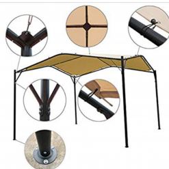 Gazebo Parts Direct BEST 12 X 12 Ft Outdoor Patio Swan Gazebo Canopy For Backyard, Iron, 250gsm Polyester Canopy, Beige