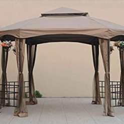 Gazebo Parts Direct Sunjoy 110109111 Original Replacement Canopy And Netting For Sienna Gazebo (10X12 Ft) L-GZ240PST-A Sold At BigLots, Khaki