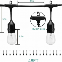 Gazebo Parts Direct 3 Pack 48 FT Outdoor String Lights Commercial Great Weatherproof Strand Edison Vintage Bulbs 15 Hanging Sockets, UL Listed Heavy-Duty Decorative Café Patio Lights For Bistro Garden Catalog