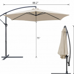 Gazebo Parts Direct Offset Umbrella 10FT Cantilever Patio Hanging Umbrella Outdoor Market Umbrella With Crank And Cross Base (Beige) Catalog