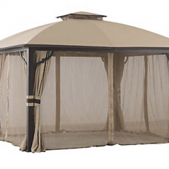 Gazebo Parts Direct Brown And Beige 12' X 10' Fabric Top Gazebo With Screen And Privacy Curtain Catalog