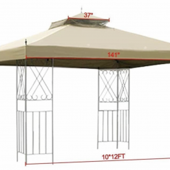 Gazebo Parts Direct 2 Tier 12x10' Gazebo Canopy Top Cover Replacement For Sunjoy L-GZ288PST-4D