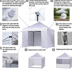 Gazebo Parts Direct Catalog Canopy 10x10 Pop Up Canopies Commercial Tents Market Stall With 6 Removable Sidewalls And Roller Bag Bonus 4 Weight Bags And 10ft Screen Netting And Half Wall, White