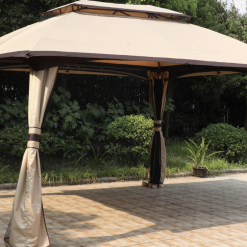 Gazebo Parts Direct 10x13 Beige Gazebo Fully Enclosed Weather UV-Resistant W/Mosquito Netting-Beige