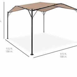 Gazebo Parts Direct BEST 12 X 12 Ft Outdoor Patio Swan Gazebo Canopy For Backyard, Iron, 250gsm Polyester Canopy, Beige