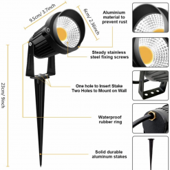 Gazebo Parts Direct 10W Landscape Lights 12V 24V 1000LM Warm White Low Voltage LED Waterproof Outdoor Lights (10Pack)