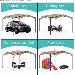 Gazebo Parts Direct BEST 12 X 12 Ft Outdoor Patio Swan Gazebo Canopy For Backyard, Iron, 250gsm Polyester Canopy, Beige