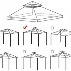 Gazebo Parts Direct 12'x12' Gazebo Top Replacement For 2 Tier Outdoor Canopy Cover Coffee