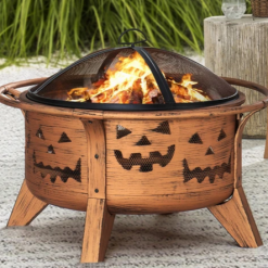 Gazebo Parts Direct HALLOWEEN 30 In. Jack-o-lantern Round Wood Burning Firepit With Poker Catalog