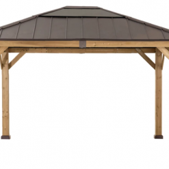 Gazebo Parts Direct Sunjoy Outdoor Patio 11 Ft. X 13 Ft. Cedar Framed Gazebo With Brown Steel And Polycarbonate Hip Roof Hardtop