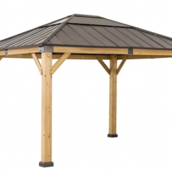 Gazebo Parts Direct Sunjoy Outdoor Patio 11 Ft. X 13 Ft. Cedar Framed Gazebo With Brown Steel And Polycarbonate Hip Roof Hardtop