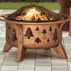 FIREPLACE Catalog 30 In. Tree Motif Round Wood Burning Firepit